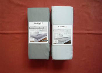 Smukee Nowe Szare Prześcieradło Satynowe z gumką 160x200x25cm