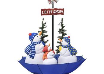 vidaXL Choinka sypiąca śniegiem, niebieska podstawa parasolowa（SKU:289930）