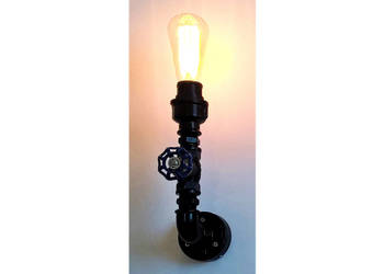 lampa, kinkiet loft z rur hyraulicznych