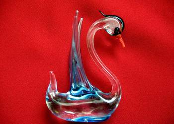 Łabędź - piękna figurka ze szkła w stylu Murano - 6,5 x 5 x 2,5 cm