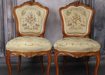 -ARTexpert- Para zdobionych krzeseł Ludwik do renowacji