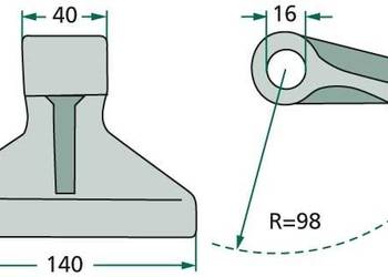 Nóż bijakowy młotek 40x140x16,0 r=98 1,0kg rm-30; m51 Nóż bijakowy młotek 40x140x16,0 r=98 1,0kg rm-30; m51