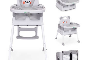 Fotelik krzesełko do karmienia dzieci 3w1 podwójna tacka 5-punktowe pasy s…