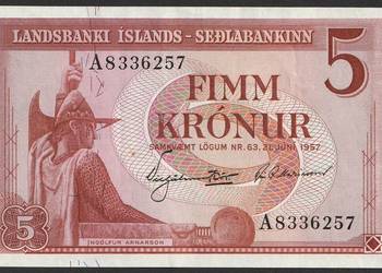 ISLANDIA 5 KORON 1957 - STAN 1/2