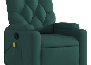 vidaXL Rozkładany fotel masujący, ciemnozielony, obity tkaniną(SKU:372497)