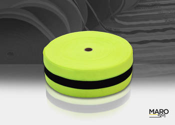 Taśma materiałowa fluorescencyjna 100 m, żółto-czarna