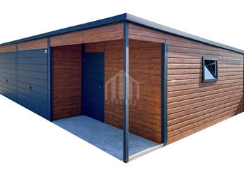 Garaż blaszany 9x5m + wnęka 3x1m - 2x brama uchylna - drzwi - 2x okno SO145