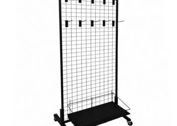 Mobilny regał siatkowy zestaw 1 - z 10 zawieszkami i koszem