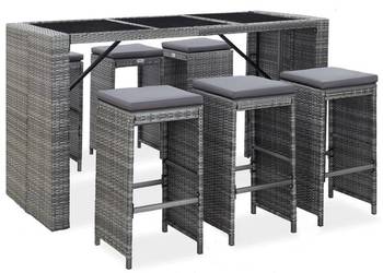 vidaXL 7-cz. zestaw barowy do ogrodu, z poduszkami, rattan PE(SKU:49561)
