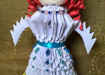 Przepiękna DUŻA LALKA 27 cm wys. - origami, rękodzieło - prezent, upominek