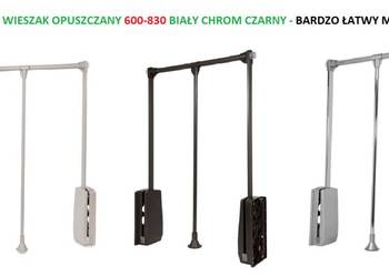 Pantograf wieszak opuszczany do garderoby drążek do szafy chrom biały