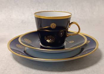 LICHTE Gebrüder Heubach Filiżanka Trio Śniadaniówka Złoto + Kobalt