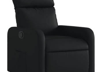 Podnoszony fotel rozkładany czarny obity sztuczną skórą WM-3206749