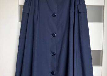 Bawełniana midi spódnica vintage granatowa Peek & Cloppenburg kieszenie