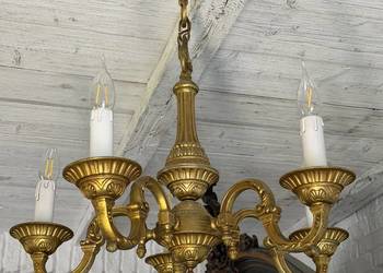 Włoski Żyrandol z brązu nr. 53 GHIDINI BRONZE lata 1950–1970, retro lampa