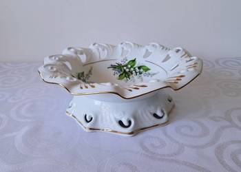 Patera Ażurowa CHODZIEŻ Konwalie Złocenia Porcelana PRL 25,5 cm