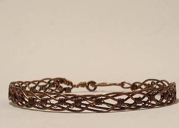 Bransoletka z miedzi – splot krzyżowy, opalana i polerowana