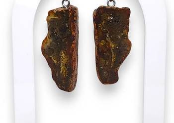 Kolczyki z BURSZTYNU, bursztyn bałtycki, bryłki ciemne #1305