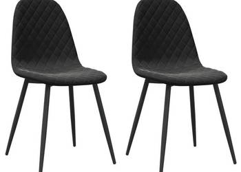 Krzesła stołowe 2 szt. czarne obite aksamitem WM-325652