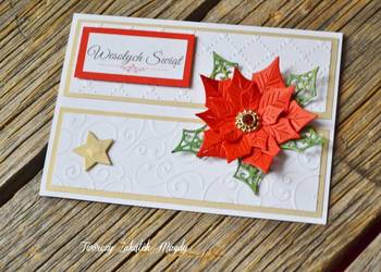 Kartka świąteczna na Boże Narodzenie z gwiazdą betlejemska ręcznie robiona