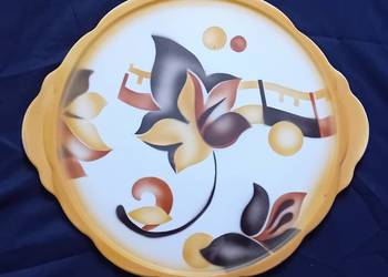 Fajansowa patera - tortownica art deco- Spritzdekor, Steingutfabrik Colditz Fajansowa patera - tortownica art deco- Spritzdekor, Steingutfabrik Colditz