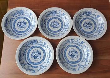 5x talerz głęboki motyw chiński niebiesko-biały