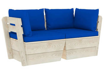 Ogrodowa sofa 2-osobowa z palet z poduszkami drewno świerkowe WM-3063394