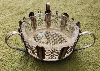 Cukiernica HEFRA lata 60/70, wkład szklany lata 30 art déco/Baccarat.