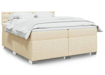 Łóżko kontynentalne z materacem kremowe tkanina 200x200 cm WM-3288314