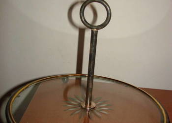 stara patera plater/szkło, sygnowana