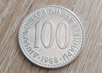 moneta 100 dinarów Jugosławia rok 1988 moneta 100 dinarów Jugosławia rok 1988