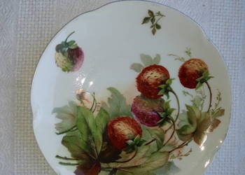 talerz talerze porcelana poziomki stary antyk ręczna malatur
