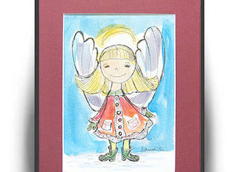 aniołek obrazek ręcznie malowany,pokój dziewczynki obrazek