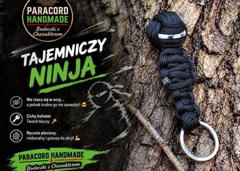 Breloczek z paracordu ninja do kluczy, plecaka ręcznie pleciony