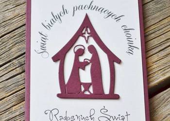 Kartka świąteczna na Boże Narodzenie z szopką ręcznie robiona