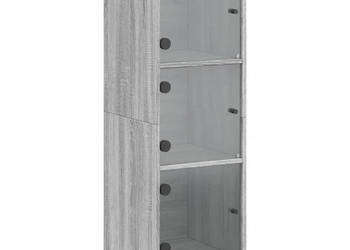 Szafka ze szklanymi drzwiami szary dąb sonoma 35x37x109 cm WM-836390