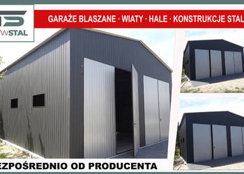 Garaż blaszany Grafitowy - Magazyn Wiata - Hala Stalowa - GRZYWSTAL
