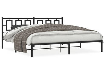 Łóżko Metalowe Czarne Rama Łóżka Ze Stelażem 200x200 cm WM-374248