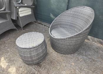 Meble do ogrodu fotel beczka plus stolik technorattan