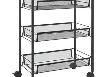 3-poziomowy wózek kuchenny czarny 46x26x64 cm żelazo WM-336322