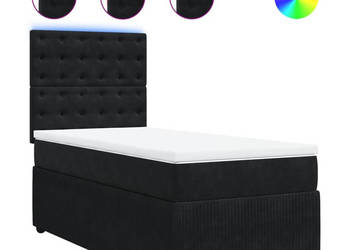 Łóżko z Materacem Kontynentalne Czarne Aksamit 90x200 cm WM-3294552