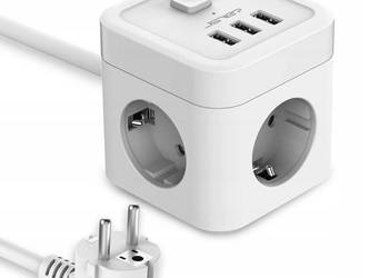 JSVER Gniazdo Zasilacz Ładowarka 6w1 Kostka USB 3m