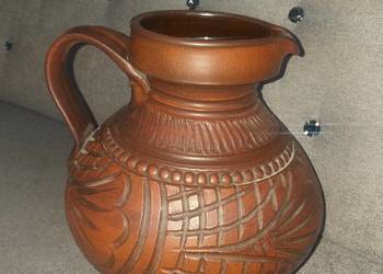 Stary,ceramiczny dzban z sygnaturą w stylu Boho
