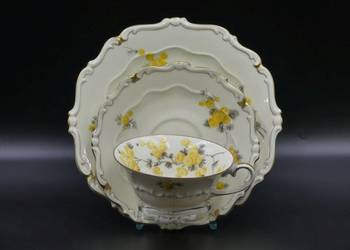 Komplet śniadaniowy Sorau Żary, żółte Mimozy Mimose, 1928 - 45
