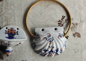 Mydelniczka i wieszak na ręcznik porcelana