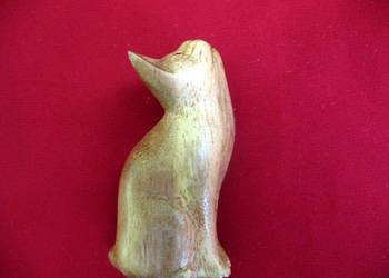 Kot - Poważny kotek drewniany - figurka z Wiednia - 6,5 x 3,5 x 2,5 cm