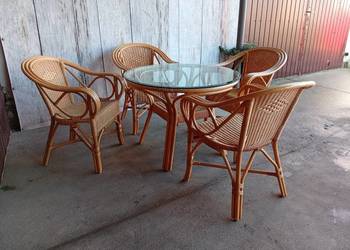Stół + 4 krzesła rattanowe bambusowe komplet / 303