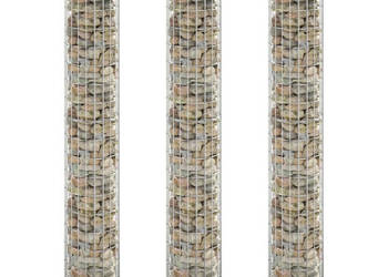 Okrągłe donice gabionowe podniesione 3 szt. stal Ø30x200 cm WM-152022