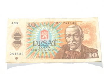 Stary banknot 10 koron Czechosłowacja 1986 antyk