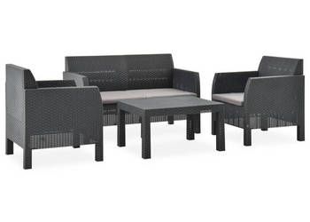 4-cz. zestaw wypoczynkowy poduszki rattan PP antracyt WM-3067234
